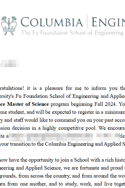 哥大 | GPA3.6，多亏智友优秀的文书指导，助力斩获名校计算机硕士Offer！